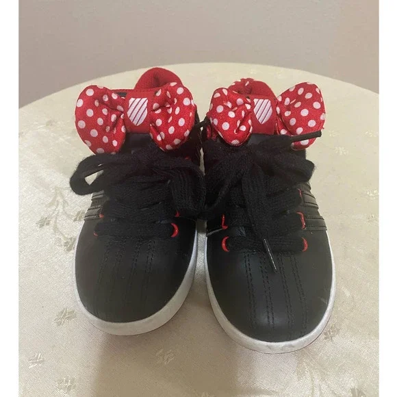 K-Swiss Shoes Childrens K Swiss Black With Red Trim And Bow